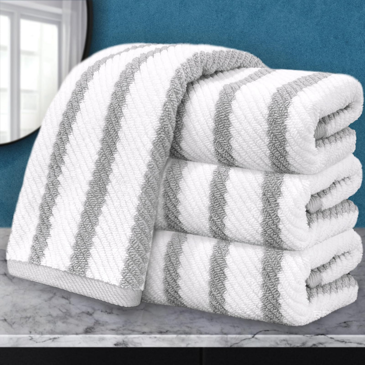 VOOVA & MOVAS 6PC Towel Set, 100% Cotton, Aqua Teal