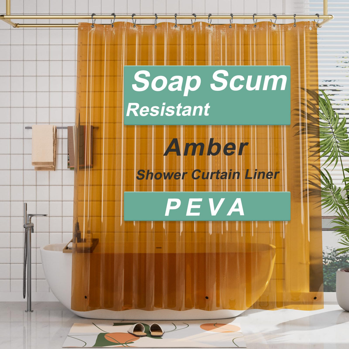 AmazerBath Shower Curtain Liner, 72x72 Clear Shower Curtain Liner, Waterproof Plastic Shower Liner, Cute Lightweight PEVA Shower Curtain for Bathroom with 3 Magnets and 12 Rustproof Metal Grommets