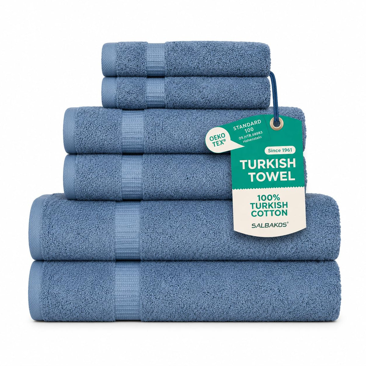 SALBAKOS 4-Piece 100% Turkish Cotton Bath Towels, 27x54 inch, White