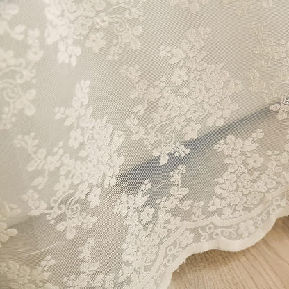 Ivory Lace Shower Curtain 72x72, Vintage Shabby Chic with Attached Valance