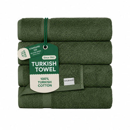 SALBAKOS 4-Piece 100% Turkish Cotton Bath Towels, 27x54 inch, White