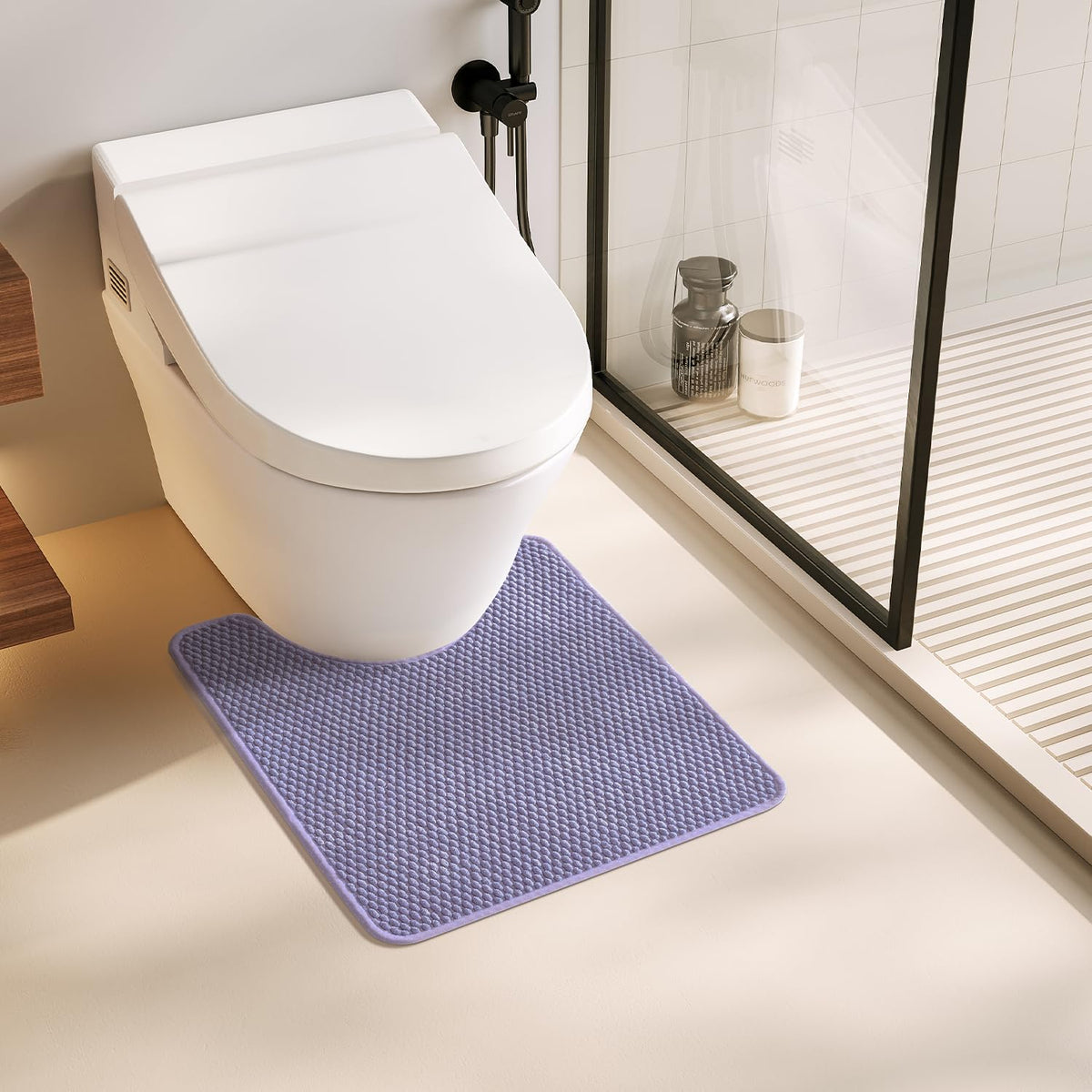 TYUU Bathroom Rugs Non Slip Washable, Super Absorbent Thin Bath Mat Small Quick Dry Low Pile Bathroom Rug, White 16"x24" / 1'4" x 2'
