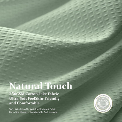 Dynamene Waffle Shower Curtain 256 GSM Heavy Duty Fabric 72"x72" Sage Green
