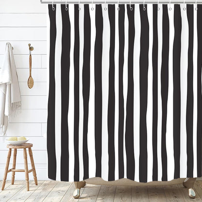 Boho Mid Century Shower Curtain, Modern Abstract with Hooks 72x72