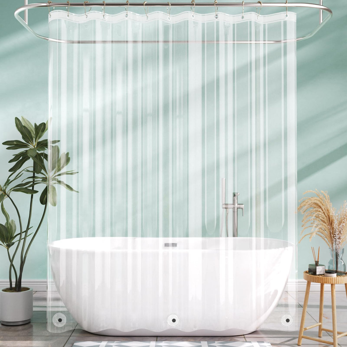 AmazerBath Shower Curtain Liner, 72x72 Clear Shower Curtain Liner, Waterproof Plastic Shower Liner, Cute Lightweight PEVA Shower Curtain for Bathroom with 3 Magnets and 12 Rustproof Metal Grommets