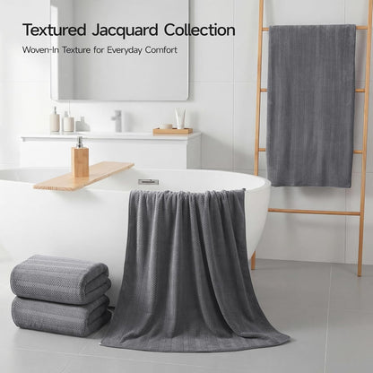 ecolook Microfiber Bath Towels Set of 4, 31 x 63 Inch Extra Large Bath Towel Set, Super Soft & Highly Absorbent, Quick Dry Lightweight Towels for Bathroom, Gym, Spa, Pool & Travel, Gray