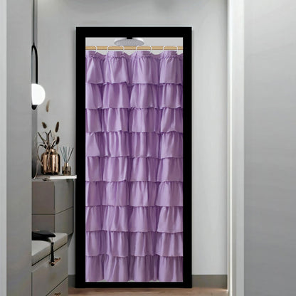 White Ruffle Shower Curtain for Bathroom,72 x 72 Inches, Farmhouse Style