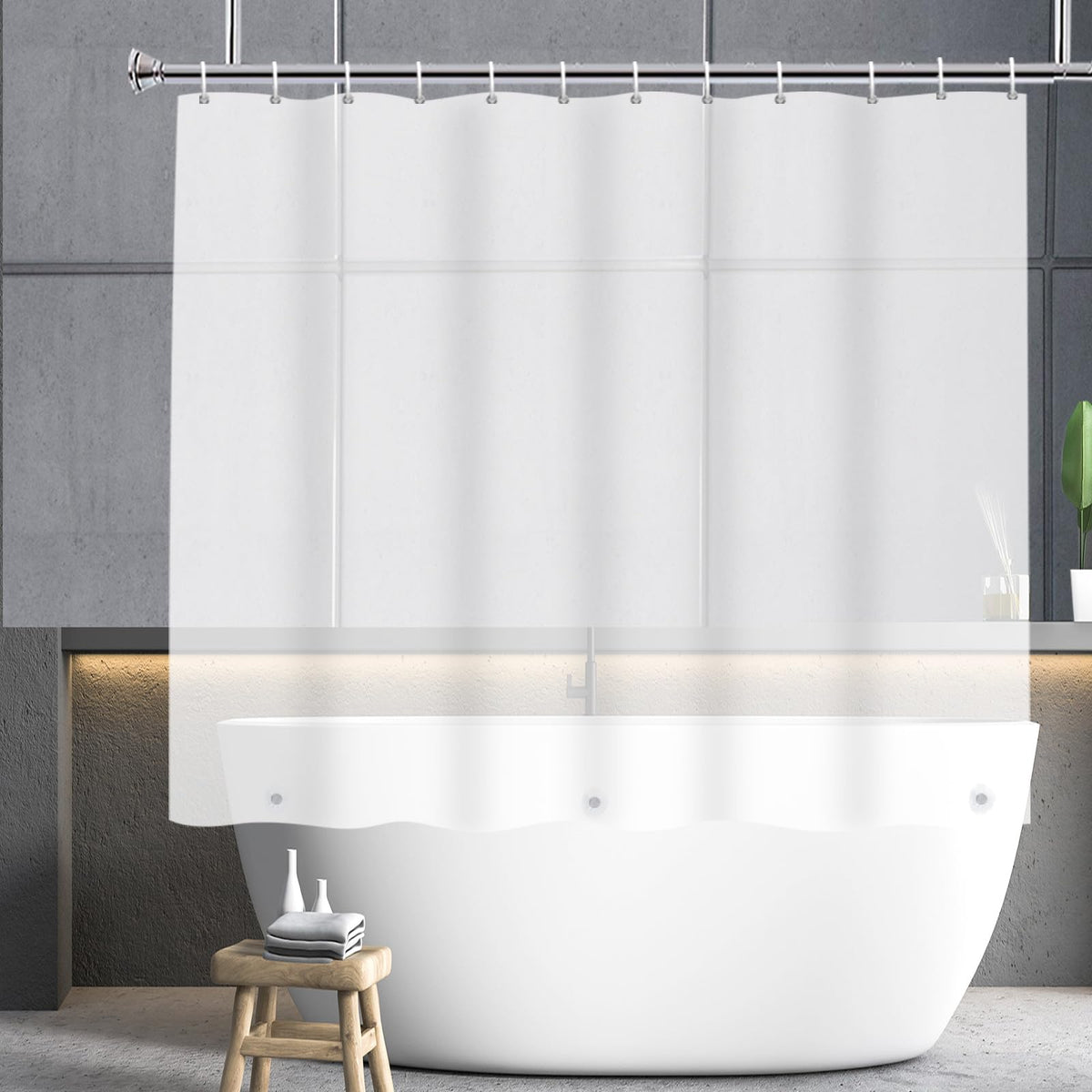 YISURE Short Shower Curtain Liner 48 Inch Length, Clear Peva for Walkin Tub