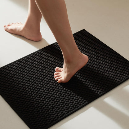 TYUU Bathroom Rugs Non Slip Washable, Super Absorbent Thin Bath Mat Small Quick Dry Low Pile Bathroom Rug, White 16"x24" / 1'4" x 2'