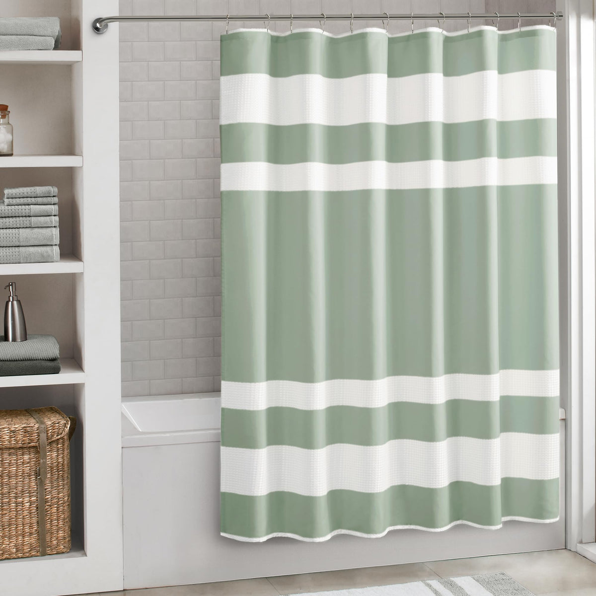 Madison Park Spa Waffle Shower Curtain for Bathroom, 72 x 72, Grey