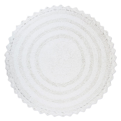 DII Crochet Collection Reversible Bath Mat, Small Oval, 17x24, White