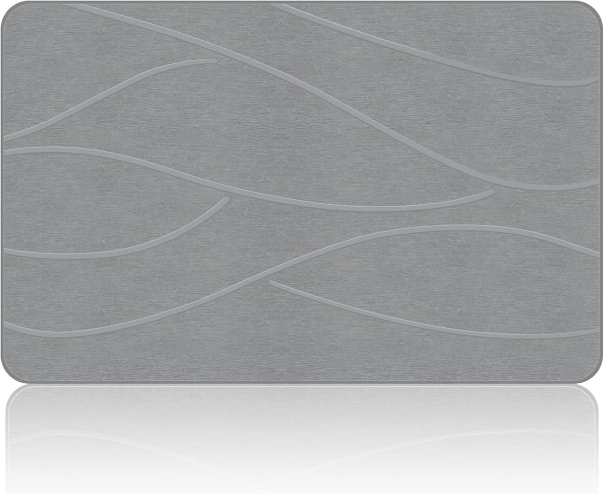 VEELOIM Stone Bath Mat, Diatomaceous Earth Bath Mat, Shower Mat Grey