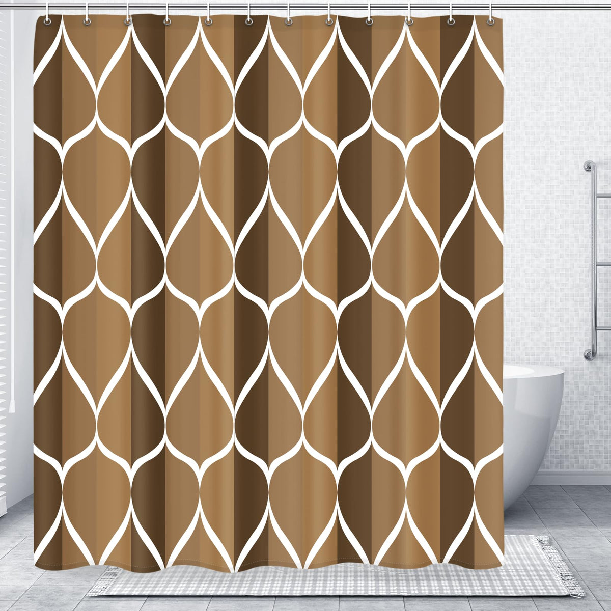 Gelbchu Grey Blend Geometric Shower Curtain for Bathroom, 72x72 Inch