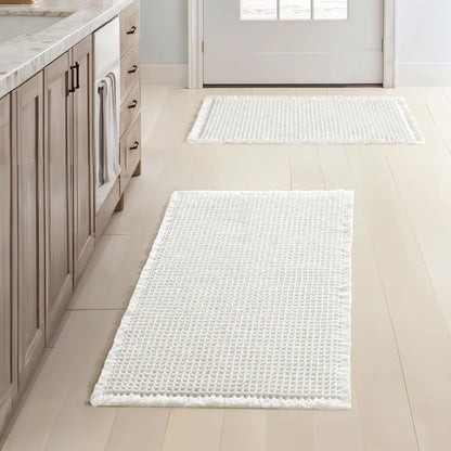 MIULEE Set of 2 Waffle Bathroom Rugs Boho Bath Mat Brown 18x30 Inch