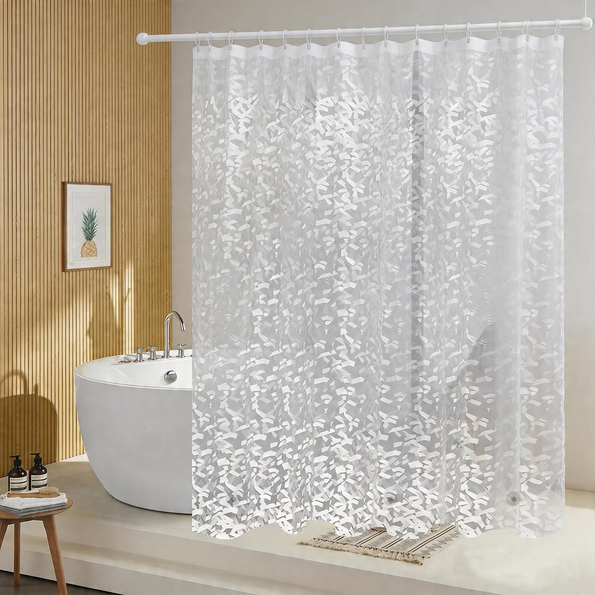 TIKABC Black Shower Curtain Liner, 4G PEVA Shower Liner, Plastic Waterproof Shower Curtains, 72x72 inch with Grommet Holes 3 Magnetic Weights(Black)