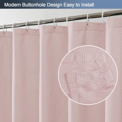 OWENIE Pink Shower Curtain for Bathroom 72x72 Inch, 3D Embossed Textured Waffle Fabric Shower Curtains, Soft Hotel Farmhouse Style, Water Repellent, Machine Washable, Pink, 72" W x 72" L
