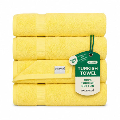 SALBAKOS 4-Piece 100% Turkish Cotton Bath Towels, 27x54 inch, White