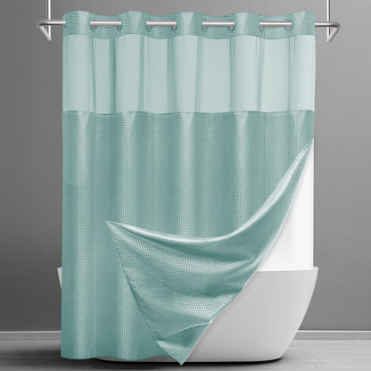 SORTTO Ringless Waffle Shower Curtain with Snap in Liner Set, 71x74, Grey