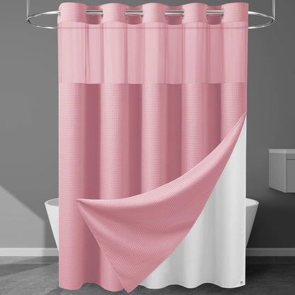 256GSM Heavyweight Ringless Waffle Shower Curtain with Liner, 71x74, Grey