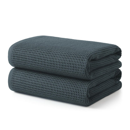 ecolook Waffle Bath Towel Set of 2, 100% Cotton Lightweight & Quick-Dry Bath Towels, Ultra-Absorbent and Breathable, Lint-Free Hotel & Spa Towels for the Bathroom, Gym, and Travel - Light Gray