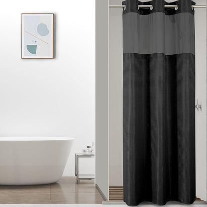 Colorful Star Sage Green No Hook Waffle Shower Curtain Set, 72 x 75 Inch