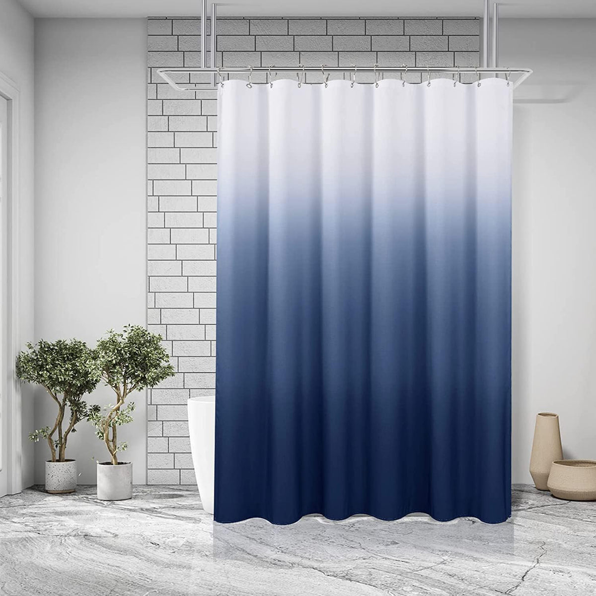 TIKABC Black Shower Curtain Liner, 4G PEVA Shower Liner, Plastic Waterproof Shower Curtains, 72x72 inch with Grommet Holes 3 Magnetic Weights(Black)