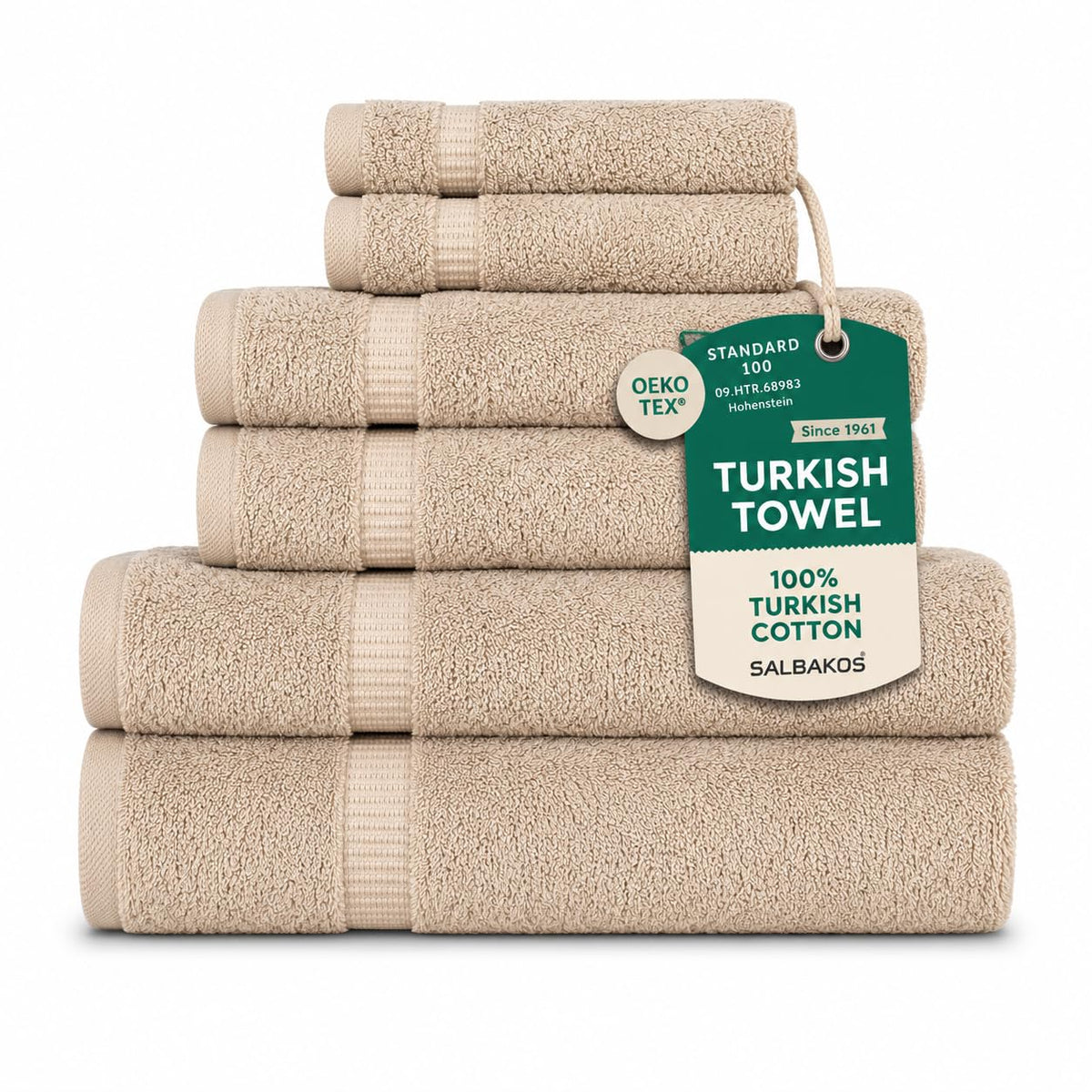 SALBAKOS 4-Piece 100% Turkish Cotton Bath Towels, 27x54 inch, White