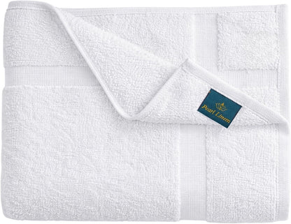 Pearl Linens 6 Pack Cotton Bath Mats for Bathroom, 20" X 30", White