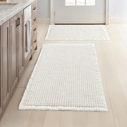 MIULEE Set of 2 Waffle Bathroom Rugs Boho Bath Mat Brown 18x30 Inch