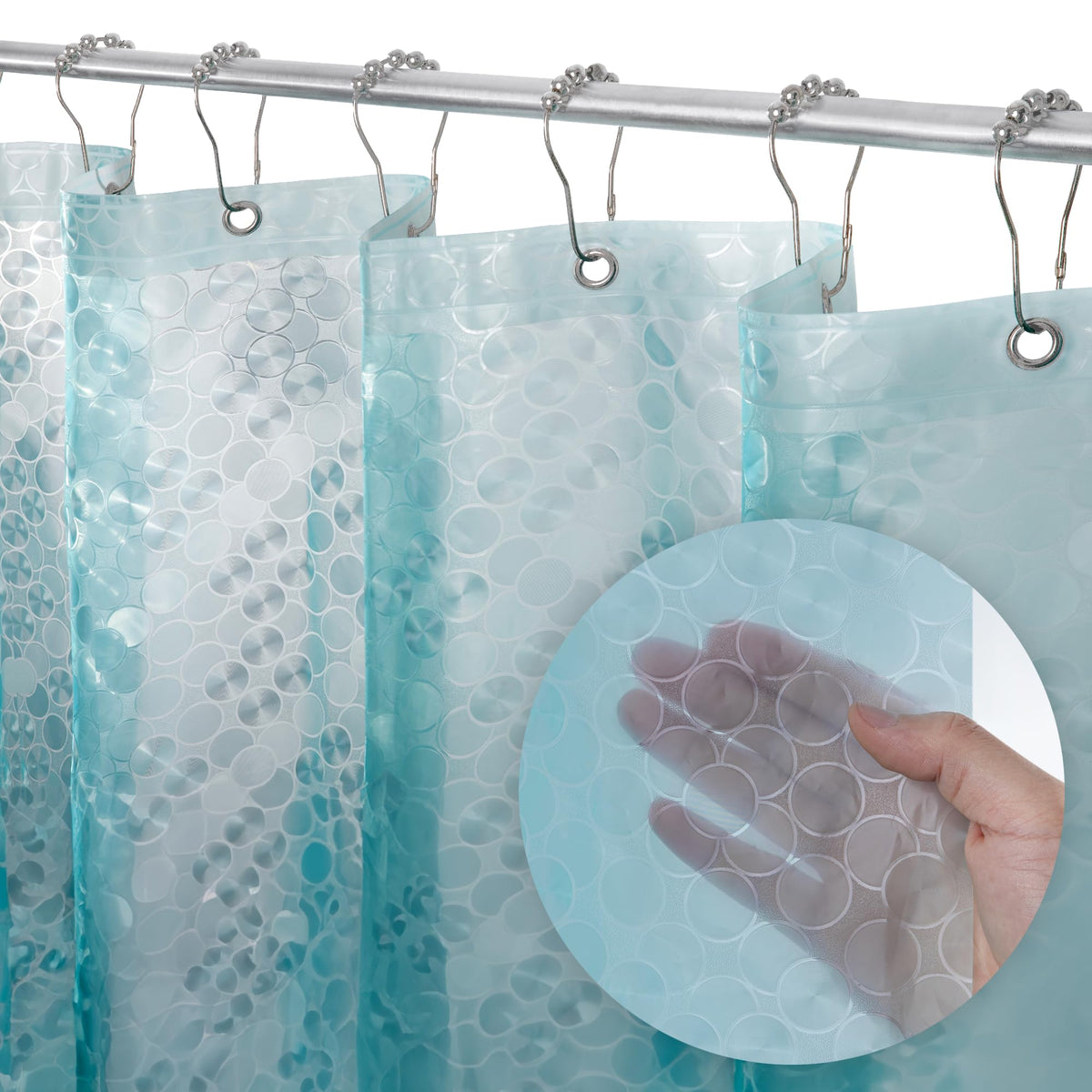 LiBa Shower Curtain PEVA 8G, 72x72 Inch Waterproof White