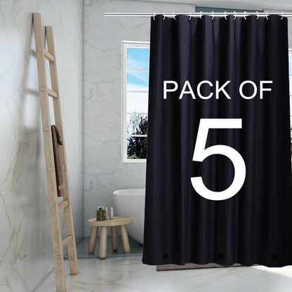 TIKABC Black Shower Curtain Liner, 4G PEVA Shower Liner, Plastic Waterproof Shower Curtains, 72x72 inch with Grommet Holes 3 Magnetic Weights(Black)