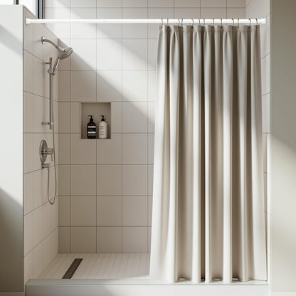 Shower Curtain Rod 2 Pack White 31-76 Inch Adjustable Tension Rod Spring Tension Curtain Rod No Drilling Shower Rod Bathroom Anti-Slip Rustproof Easy Install
