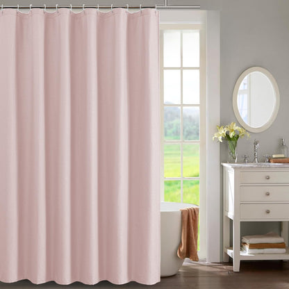 OWENIE Pink Shower Curtain for Bathroom 72x72 Inch, 3D Embossed Textured Waffle Fabric Shower Curtains, Soft Hotel Farmhouse Style, Water Repellent, Machine Washable, Pink, 72" W x 72" L