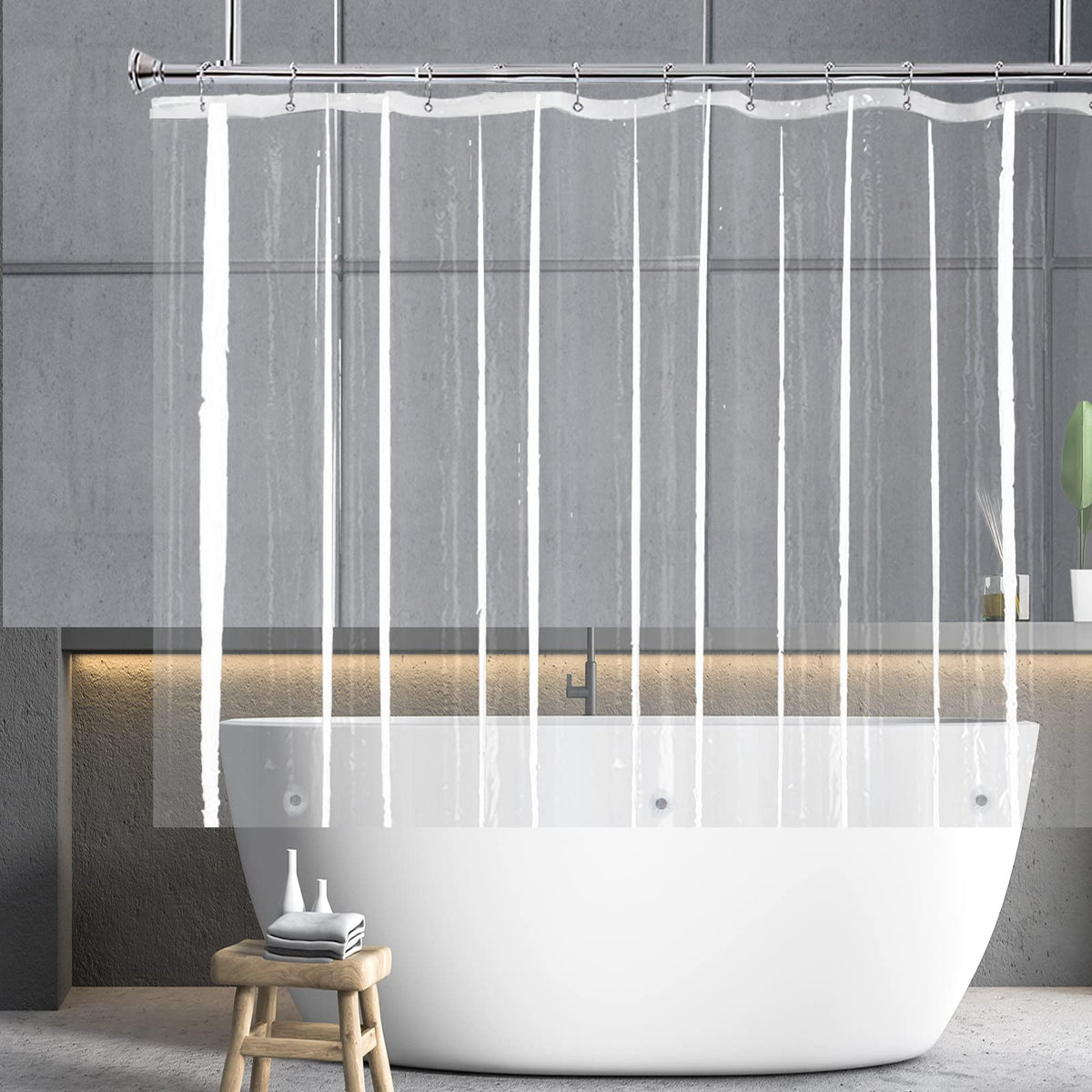 YISURE Short Shower Curtain Liner 48 Inch Length, Clear Peva for Walkin Tub