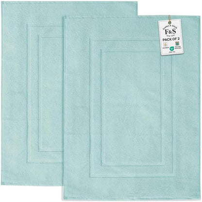 Feather & Stitch 100% Cotton Bath Mats 2 Piece 30x21 Inches, Grey