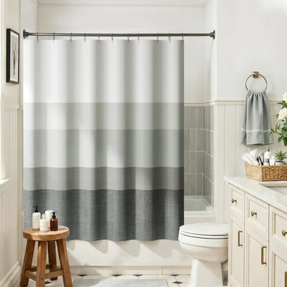 jinchan Ombre Ocean Blue Shower Curtain for Bathroom 70x72 Inch 12 Hooks