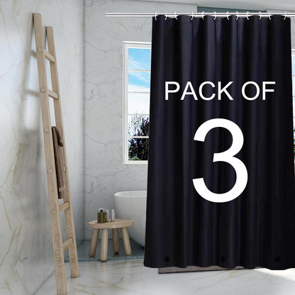 TIKABC Black Shower Curtain Liner, 4G PEVA Shower Liner, Plastic Waterproof Shower Curtains, 72x72 inch with Grommet Holes 3 Magnetic Weights(Black)