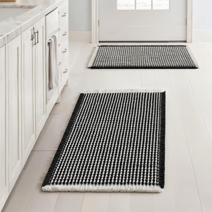 MIULEE Set of 2 Waffle Bathroom Rugs Boho Bath Mat Brown 18x30 Inch