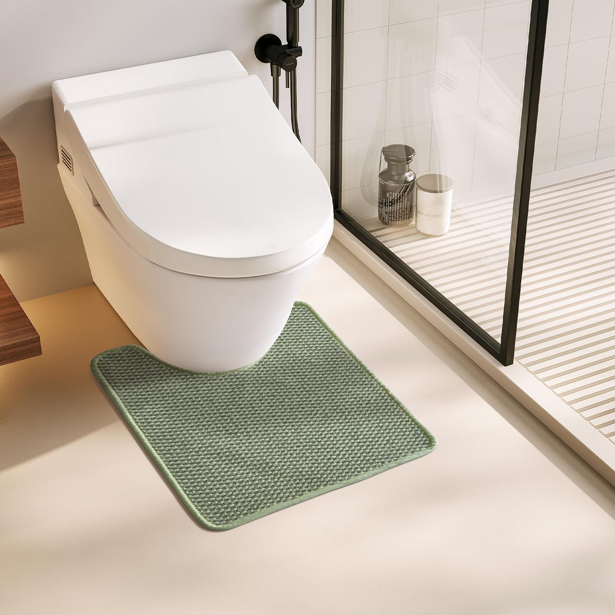 TYUU Bathroom Rugs Non Slip Washable, Super Absorbent Thin Bath Mat Small Quick Dry Low Pile Bathroom Rug, White 16"x24" / 1'4" x 2'