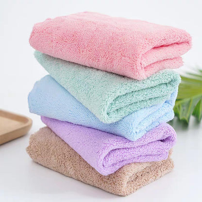 Premium Coral velvet Washcloths Set-5 Pack, Ultra Soft & Highly Absorbent Face Towels for Bath, Spa & Gym, Soft Feel Fingertip Towels Quick Drying Microfiber Hand Towel 29.5” x 13.8”Large Wash Cloths.