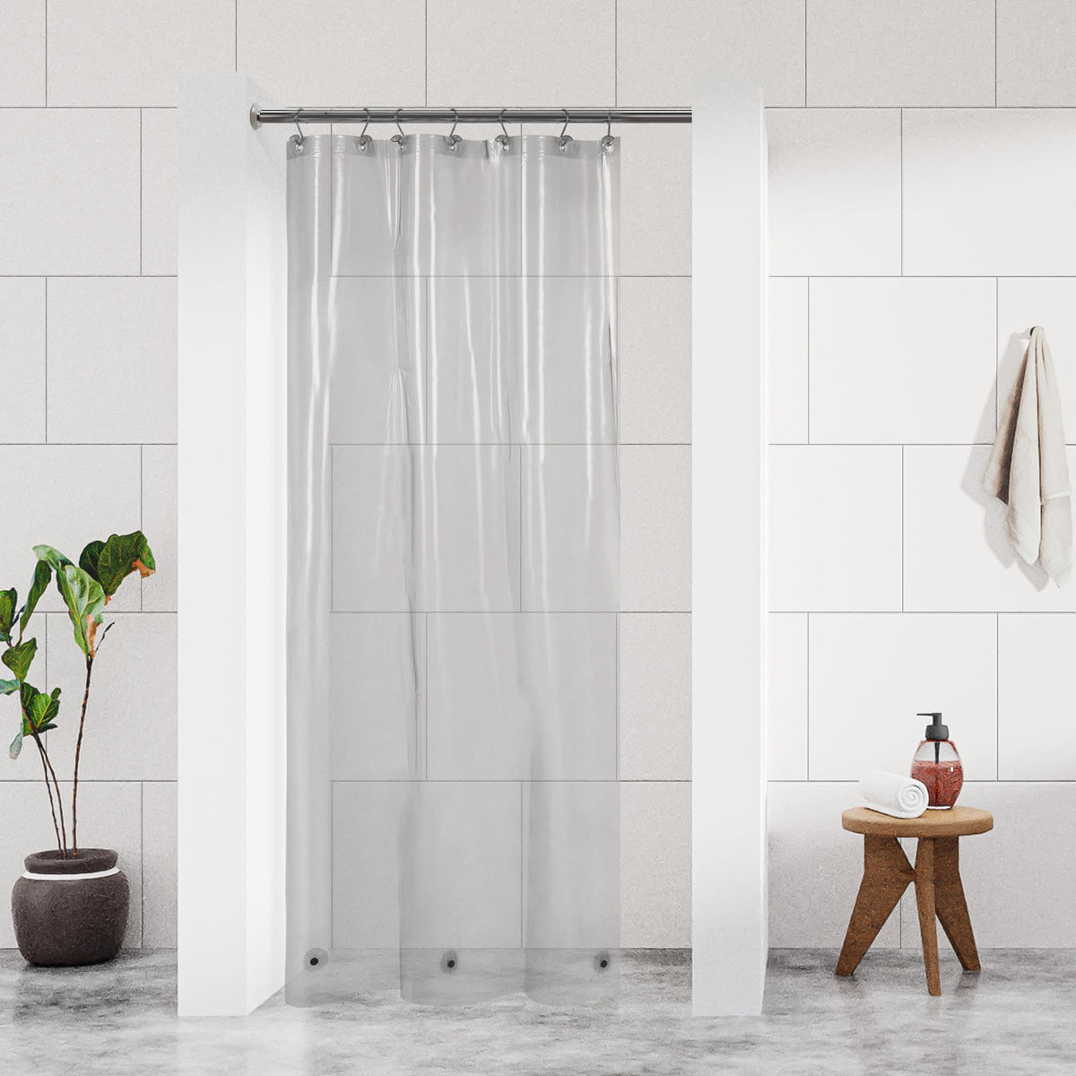 Barossa Design Oeko-tex Certified Shower Curtain Liner Standard Size, Clear