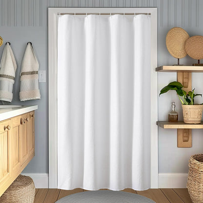 OWENIE Pink Shower Curtain for Bathroom 72x72 Inch, 3D Embossed Textured Waffle Fabric Shower Curtains, Soft Hotel Farmhouse Style, Water Repellent, Machine Washable, Pink, 72" W x 72" L