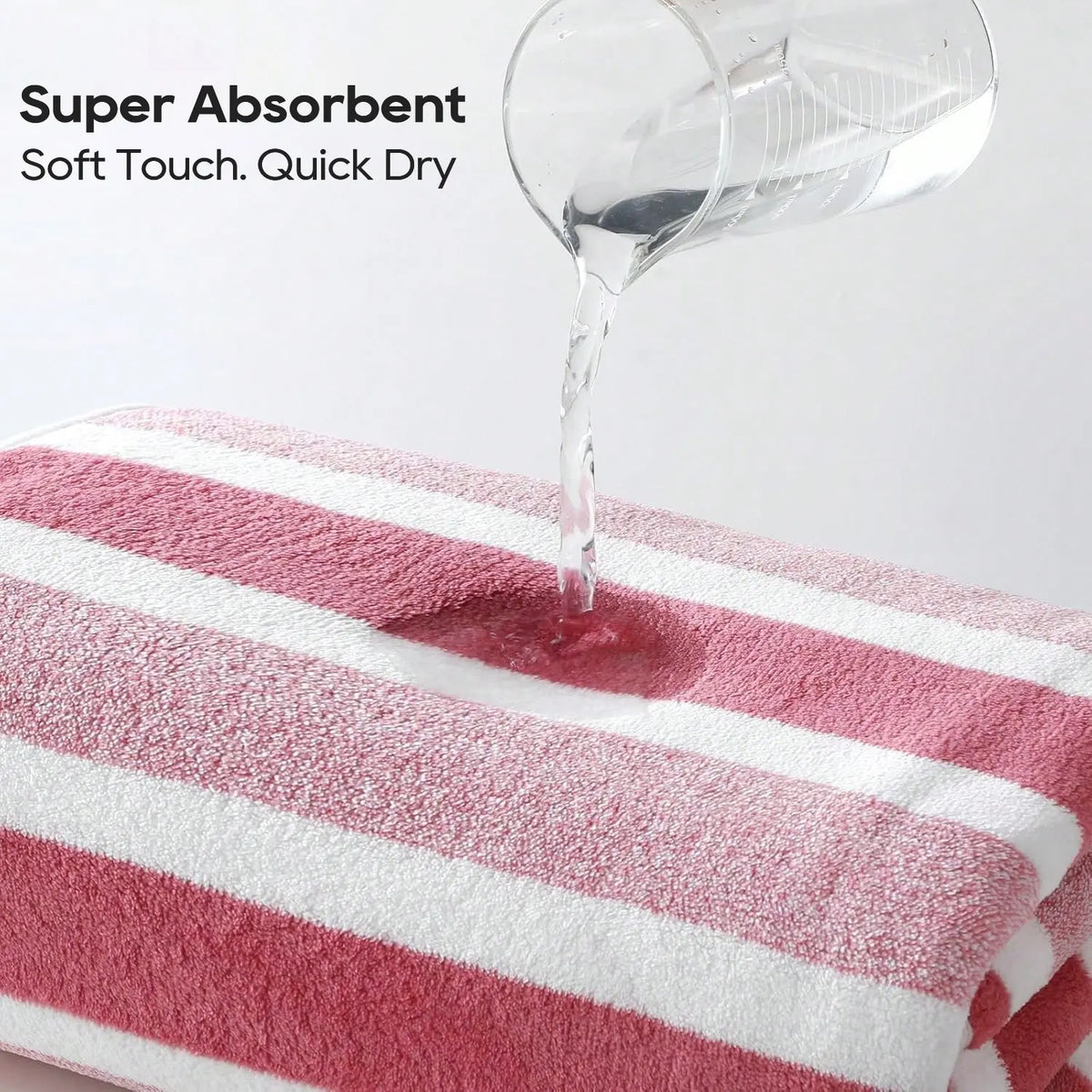 Striped Coral Fleece Bath Towel, Oversized 27.5*66.9 inches Ultra Soft Thickened Towels, Highly Absorbent Quick Dry Non-Shed with Hanging Loop,   Premium  Luxury Towels for Home Hotel Spa Bathroom Beach Premium