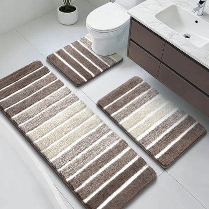 [Back to School] HEBE Bathroom Rugs Sets 3 Piece Bathroom Shower Rugs with U-Shaped Contour Toilet Mat Absorbent Microfiber Plush Bath Mats Non Slip Bath Rugs Machine Washable Shaggy Bath Mat Set summerwins,dorm essentials,home decor,home essentials