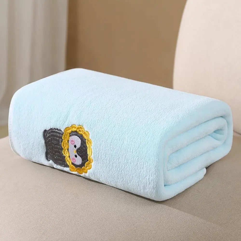 2026 New Arrival Ultra Soft Coral Fleece Bath Towel - Absorbent Thickened 105x110cm Lint-Free Neutral Unisex Quick-Dry Option with Cartoon Animals Embroidery Detail for Daily Shower