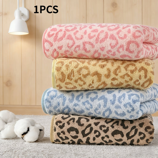 1 Luxury High-Quality Coral Spa Towel • Ultra-soft Microfiber • Quick-drying • Highly Absorbent • Fluffy and Lint-free • New Multi-color Leopard Print Design • Luxurious Bathroom Experience • Spa Essential • Suitable for Pool, Travel, and Gym