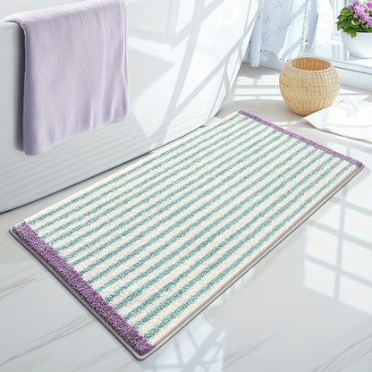 1pc Fluffy Bath Rug Bathroom Mat, Extra Soft Bath Mat, Easy Stripes Absorbent Premium Bathroom Rug, Non-Slip Comfortable Bathroom Mat for Bathroom Floor, Sink, Bathtub, Shower Room, Home Decor Christmas Decor Christmas Gift