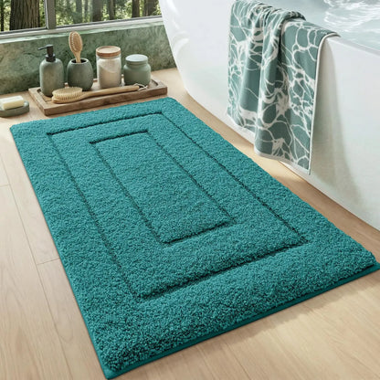 DEXI Bathroom Rug (24x16in), Non-Slip Machine Washable Bath Mat with Rubber Backing, Absorbent Soft Quick-Dry Microfiber Shaggy Indoor Shower Floor Rug, Beige, Machine Washable Rugs,back to school,dorm essentials,home decor,home essentials