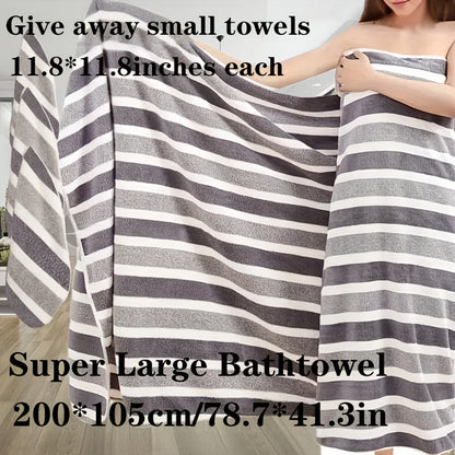 4/8pcs Set, Including One Oversized 41.34X78.74 Inch Star Striped Bath Towel And Three Small Square Towels 11.81X11.81 Inches. Made Of Highly Absorbent Coral, It Dries Quickly Without Shedding Hair. This Includes Beach Towels