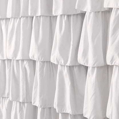 Ruffle Trim Shower Curtain, Soft Washable Polyester Cloth, Fabric Shower Curtain, Shower Curtains Washable, Water-repellent Shower Curtain, Bathroom Accessories, Home Decor Supplies, Waterproof Bathroom Curtain, Bathroom Decoration Accessories